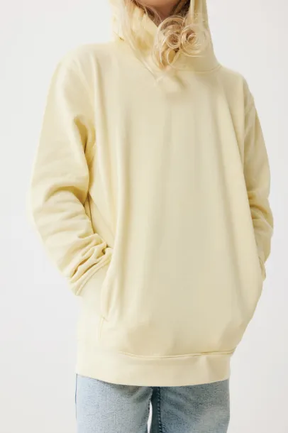 Iqoniq Yengo kids recycled cotton hoodie with sidepockets - iqoniq cream yellow