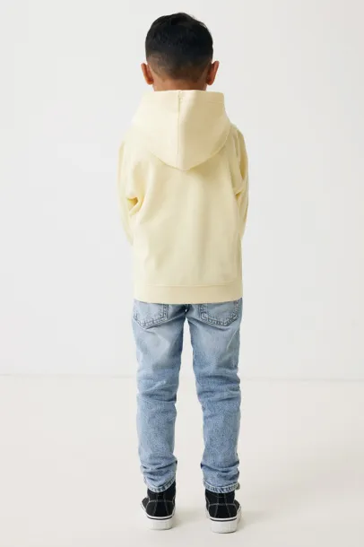 Iqoniq Yengo kids recycled cotton hoodie with sidepockets - iqoniq cream yellow