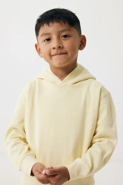 Iqoniq Yengo kids recycled cotton hoodie with sidepockets - iqoniq cream yellow