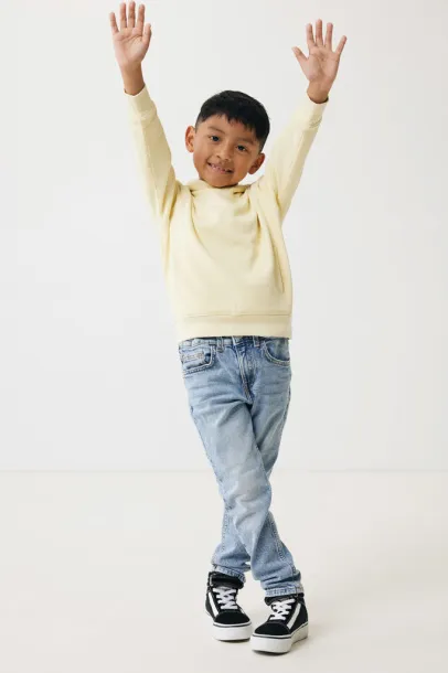Iqoniq Yengo kids recycled cotton hoodie with sidepockets - iqoniq cream yellow
