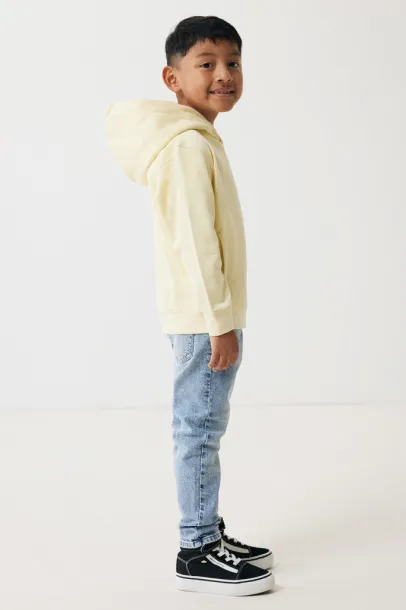 Iqoniq Yengo kids recycled cotton hoodie with sidepockets - iqoniq cream yellow