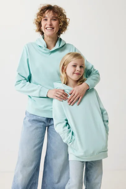 Iqoniq Yengo kids recycled cotton hoodie with sidepockets - iqoniq crushed mint