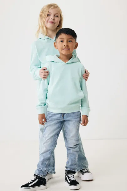 Iqoniq Yengo kids recycled cotton hoodie with sidepockets - iqoniq crushed mint