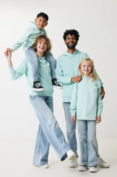 Iqoniq Yengo kids recycled cotton hoodie with sidepockets - iqoniq crushed mint