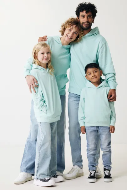 Iqoniq Yengo kids recycled cotton hoodie with sidepockets - iqoniq crushed mint