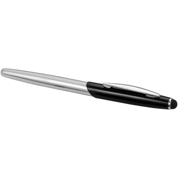 Geneva stylus ballpoint pen and rollerball pen set Silver Solid black