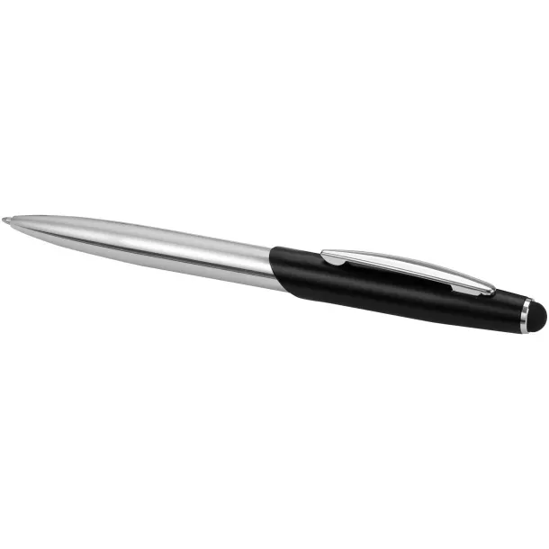 Geneva stylus ballpoint pen and rollerball pen set Silver Solid black