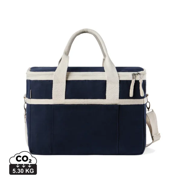  VINGA Volonne AWARE™ recycled canvas cooler basket - Vinga blue, off white 11-0606 TPG