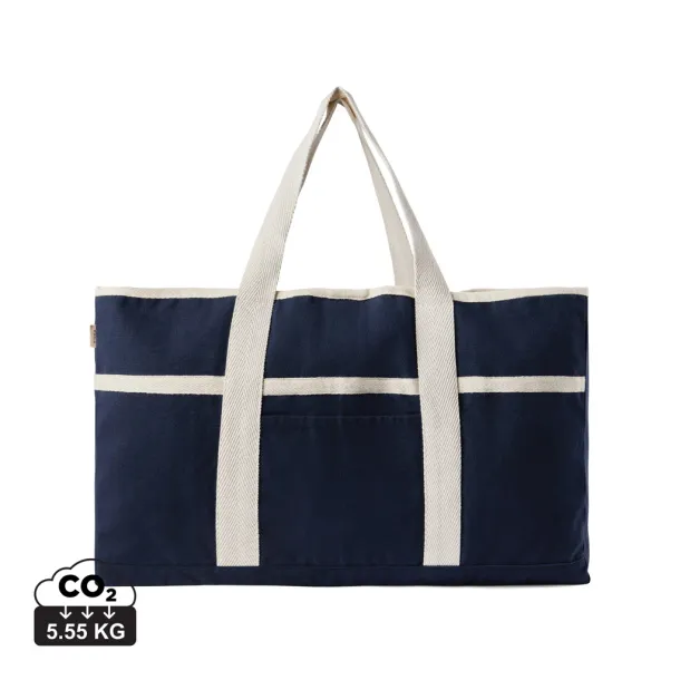  VINGA Volonne AWARE™ recycled canvas beach bag - Vinga blue, off white 11-0606 TPG