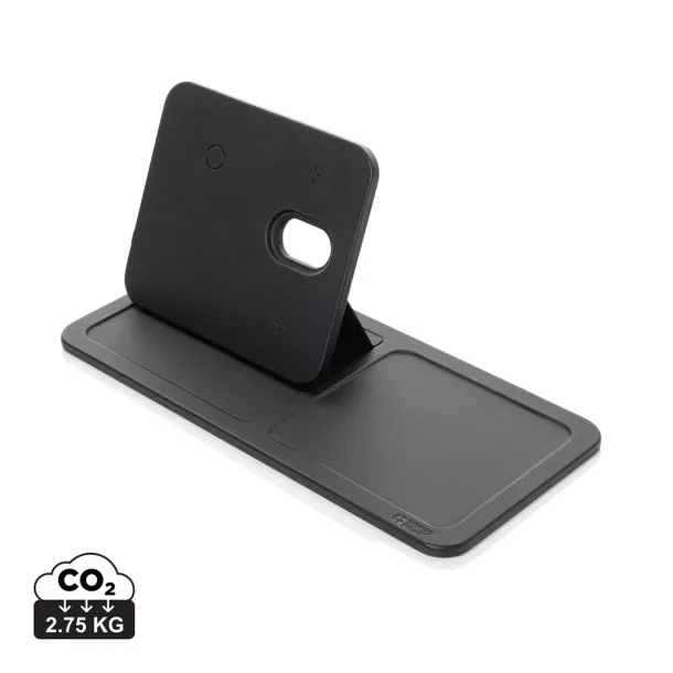 Swiss Peak 3u1 stolni organizator s bežičnim punjenjem od RCS recikliranog PU-a - Swiss Peak Crna