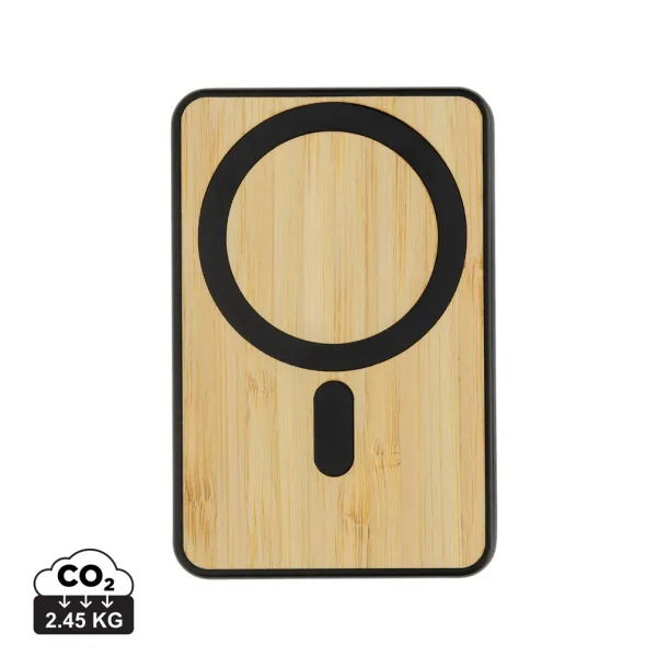 Zen magnetna prijenosna baterija od bambusa i RCS rplastike - 5 W, 5 000 mAh - XD Collection Crna