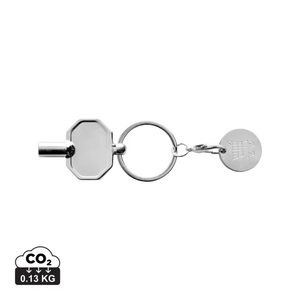  RCS recycled zinc alloy radiator key keychain with coin - XD Collection Silver