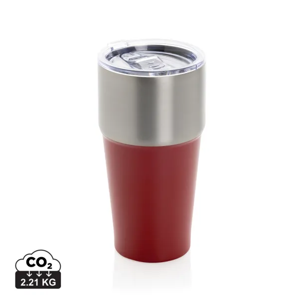 Fluid šalica od RCS certificiranog recikliranog čelika, 500 ml - XD Collection Crvena