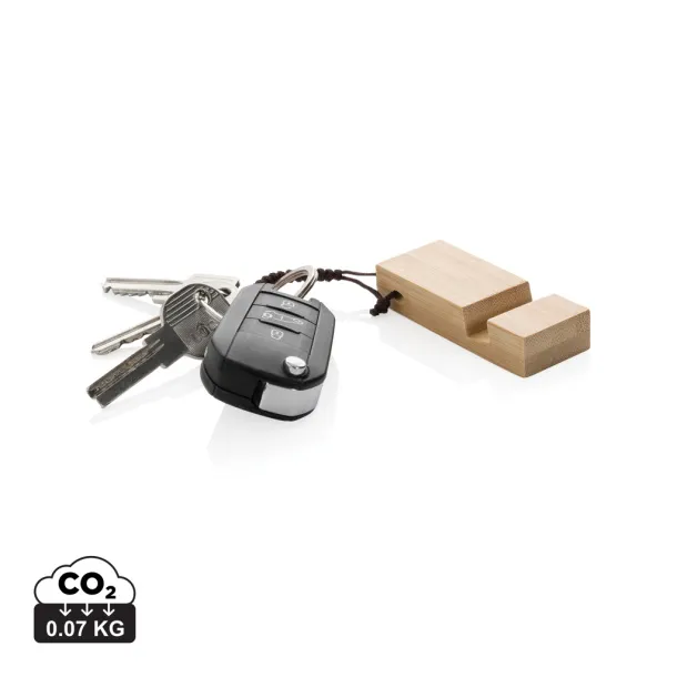 Standkey bamboo keychain phone stand - XD Collection brown