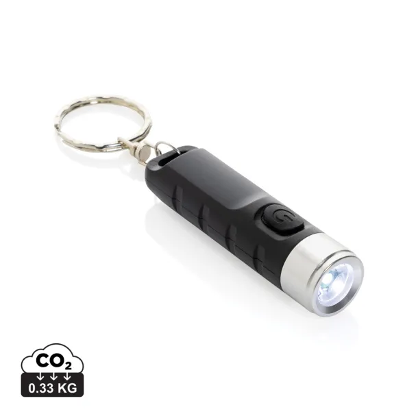 Globix USB punjiva svjetilja s privjeskom od RCS reciklirane plastike - XD Collection Crna