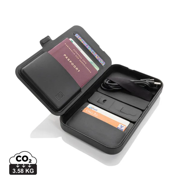 Swiss Peak RCS recycled travel case with 3 in 1 charger - Swiss Peak Black