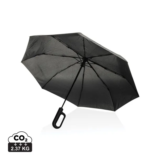 Yara 21" AWARE™ RPET solid colour umbrella with carabiner - XD Collection Black