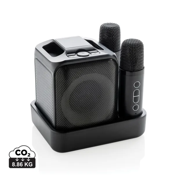 Singvibe karaoke set od RCS reciklirane plastike s dvostrukim mikrofonom - XD Collection Crna