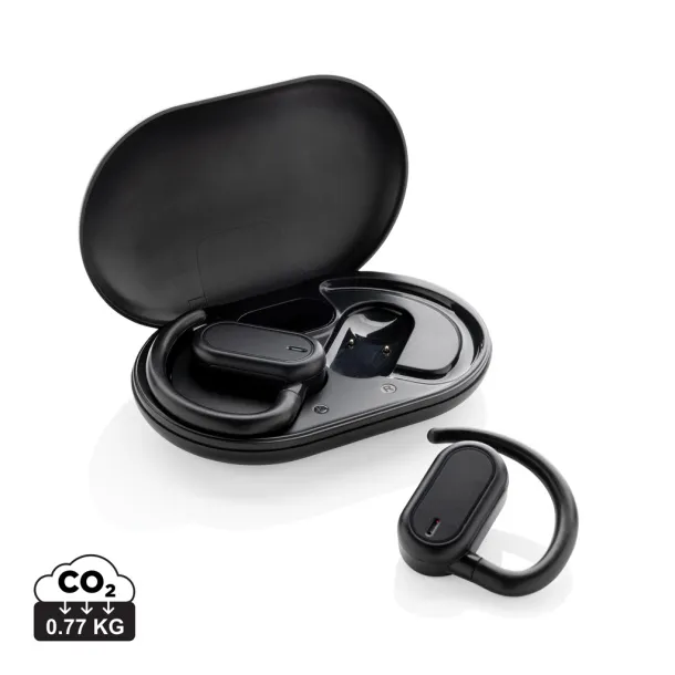 Fitsound RCS recycled plastic open ear TWS earbuds - XD Collection Black