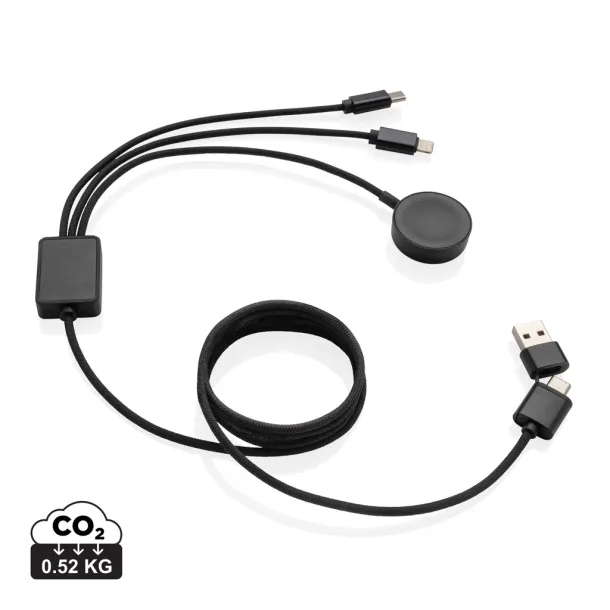 Terra RCS rPET 6-in-1 charging cable with watch charger - XD Xclusive Grey