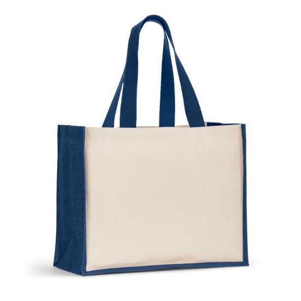 HELSINQUE COLOUR Canvas bag (320 g/m²), with bottom and sides in laminated jute (350 g/m²) in colors Blue