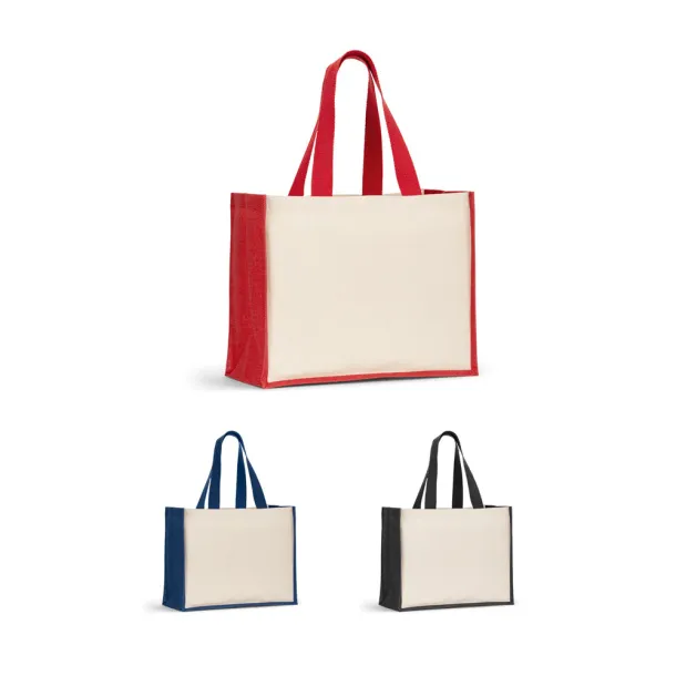 HELSINQUE COLOUR Platnena torba (320 g/m²) s dnom i bočnim dijelovima od laminirane jute (350 g/m²) u boji