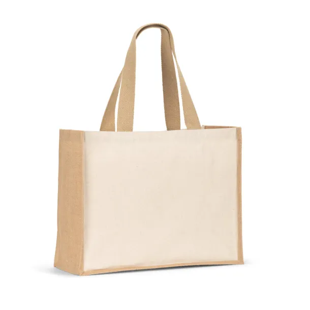 HELSINQUE Platnena torba (320 g/m²) s dnom i bočnim dijelovima od laminirane jute (350 g/m²) u prirodnim tonovima Prirodna