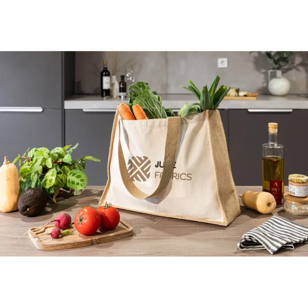 HELSINQUE Platnena torba (320 g/m²) s dnom i bočnim dijelovima od laminirane jute (350 g/m²) u prirodnim tonovima