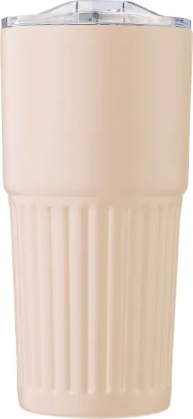  Recycled stainless steel double-walled drinking mug (500 ml) Kael beige