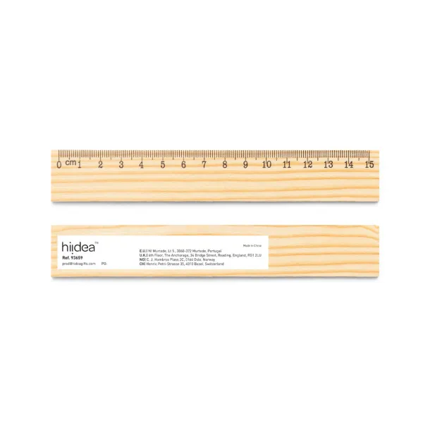 WESLEY 15 Drveno ravnalo od borovine, 15 cm