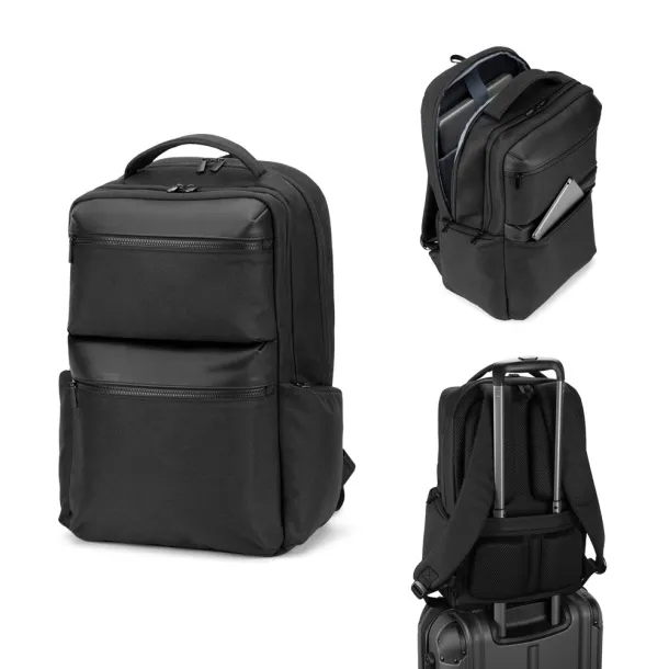 COPENHAGEN Water-repellent recycled twill backpack with two large front pockets 17'3"