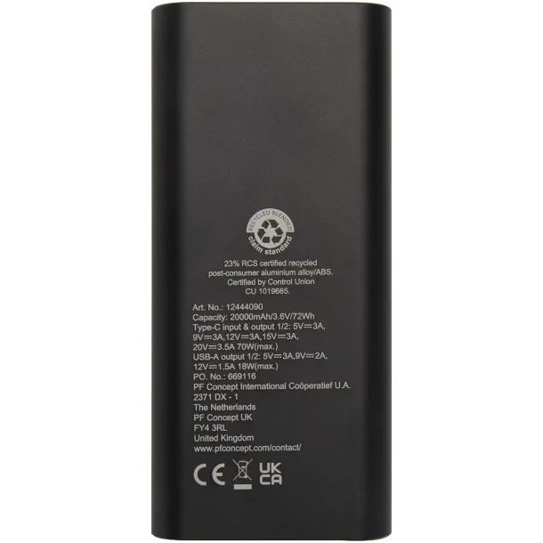 Acamar prijenosna baterija za laptop - 70 W, 20 000 mAh Crna