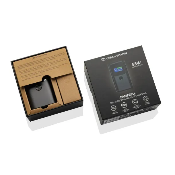 Urban Vitamin Campbell Urban Vitamin Campbell 55W 10.000mAh pocket powerbank - Urban Vitamin Anthracite