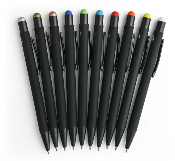  Recycled aluminium rubberized ballpen Formentera light blue