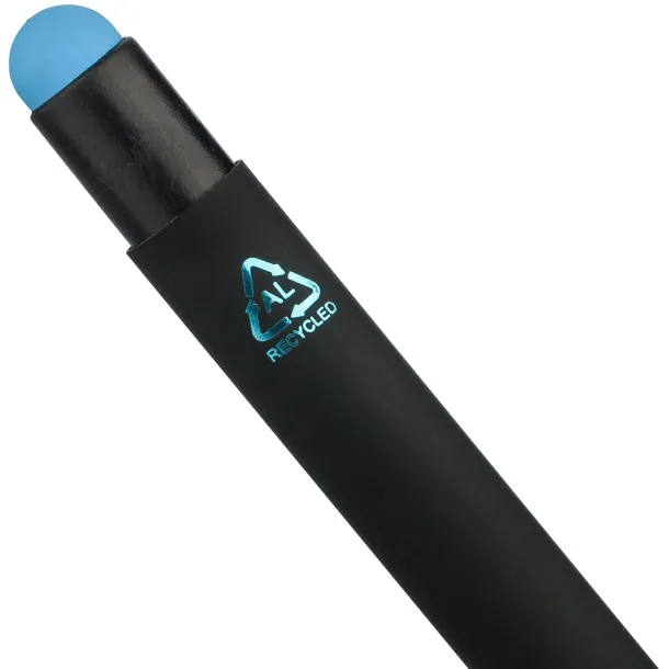  Recycled aluminium rubberized ballpen Formentera light blue