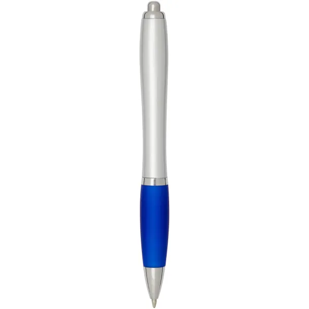 Nash RCS recycled plastic ballpoint pen with silver barrel and coloured grip (black ink) Royal blue