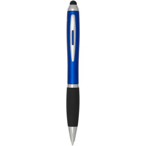 Nash RCS recycled plastic stylus ballpoint pen with coloured barrel and black grip (blue ink) Royal blue