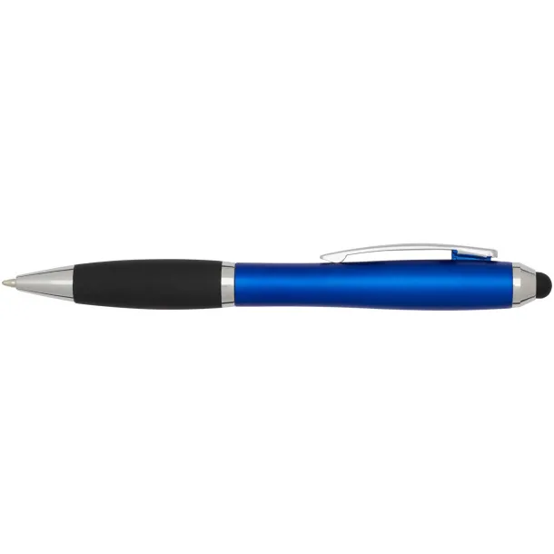 Nash RCS recycled plastic stylus ballpoint pen with coloured barrel and black grip (blue ink) Royal blue