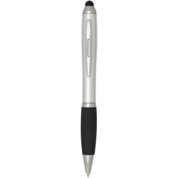 Nash RCS recycled plastic stylus ballpoint pen with coloured barrel and black grip (blue ink) Silver