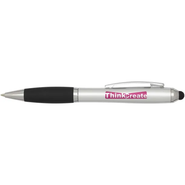 Nash RCS recycled plastic stylus ballpoint pen with coloured barrel and black grip (blue ink) Silver