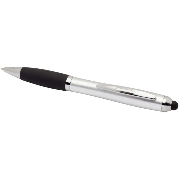 Nash RCS recycled plastic stylus ballpoint pen with coloured barrel and black grip (blue ink) Silver