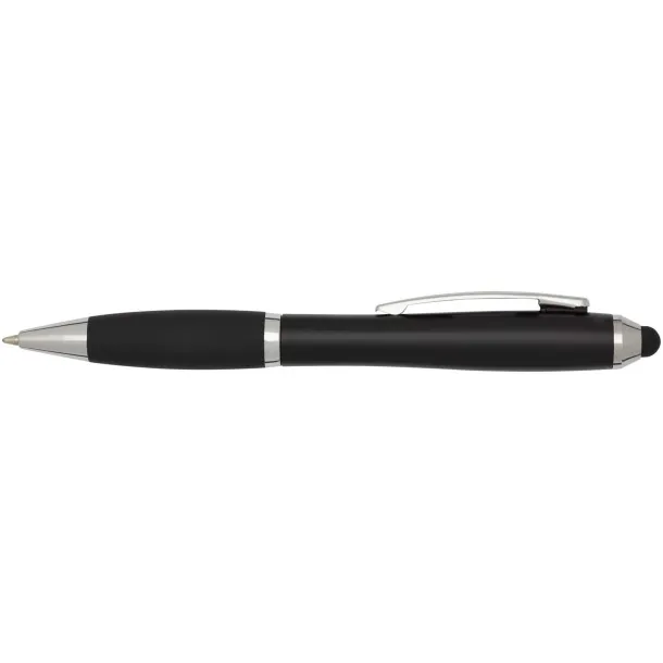 Nash RCS recycled plastic stylus ballpoint pen with coloured barrel and black grip (blue ink) Crna