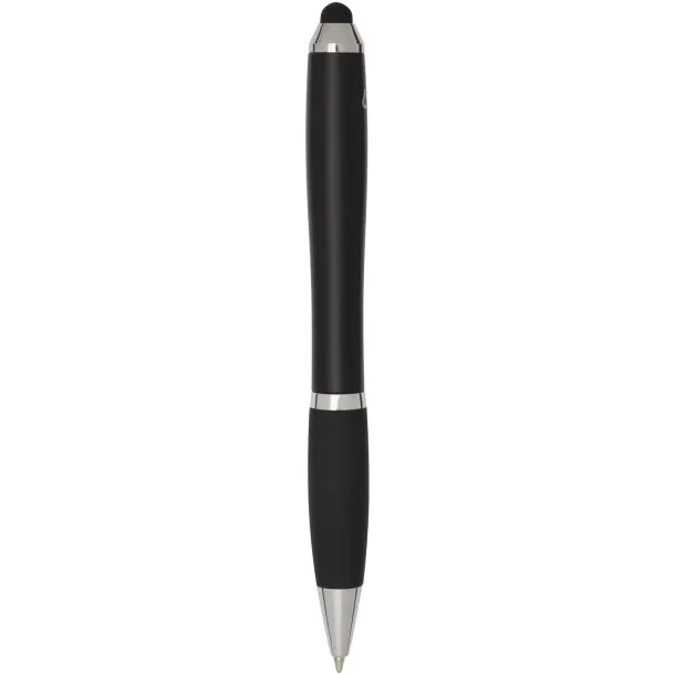 Nash RCS recycled plastic stylus ballpoint pen with coloured barrel and black grip (blue ink) Crna