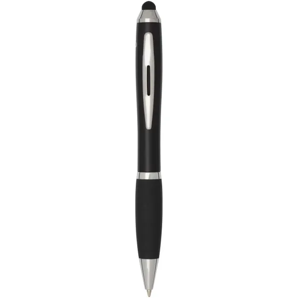 Nash RCS recycled plastic stylus ballpoint pen with coloured barrel and black grip (blue ink) Crna
