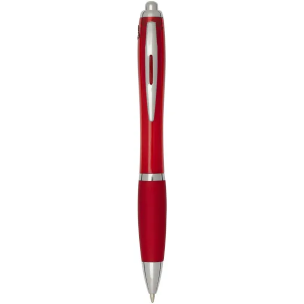 Nash RCS recycled plastic ballpoint pen with coloured barrel and grip (blue ink) Red