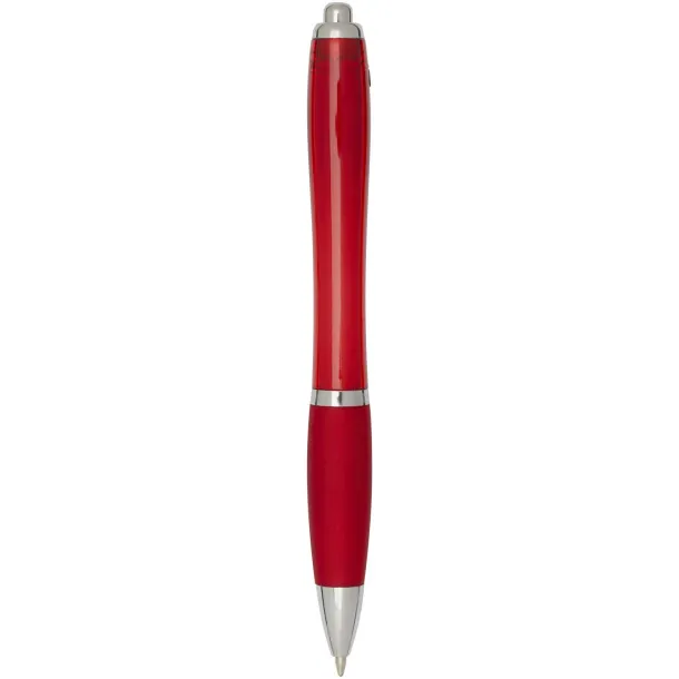 Nash RCS recycled plastic ballpoint pen with coloured barrel and grip (blue ink) Red
