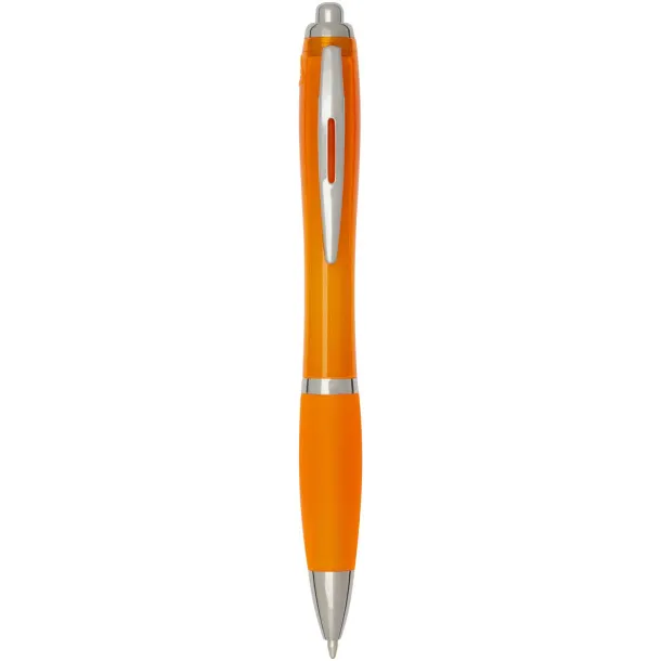 Nash RCS recycled plastic ballpoint pen with coloured barrel and grip (blue ink) Orange
