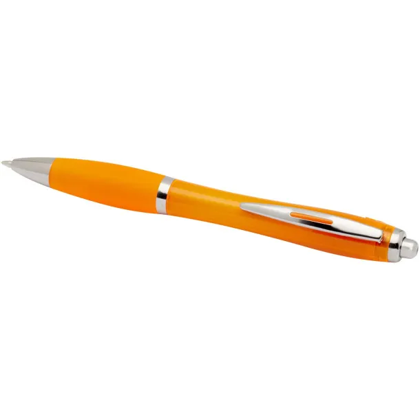 Nash RCS recycled plastic ballpoint pen with coloured barrel and grip (blue ink) Orange