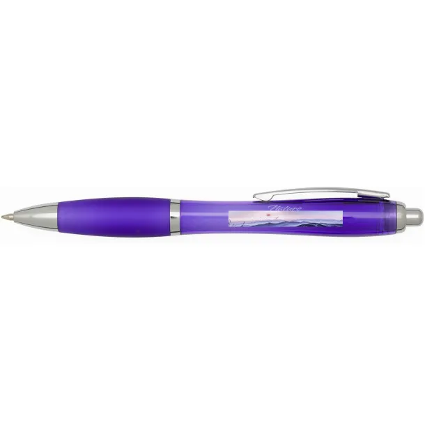 Nash RCS recycled plastic ballpoint pen with coloured barrel and grip (blue ink) Purple