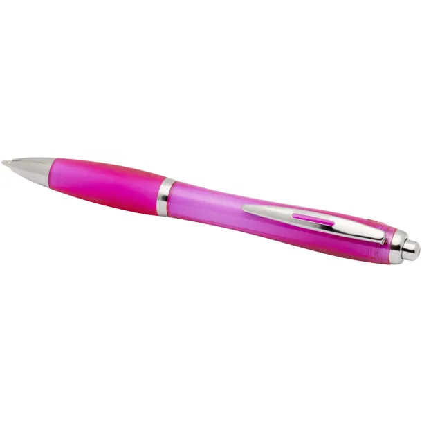 Nash RCS recycled plastic ballpoint pen with coloured barrel and grip (blue ink) Pink